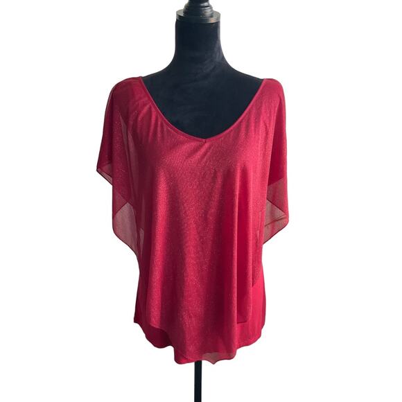 always indigo Tops - Always Indigo Top Blouse Red Glitter Women's  L